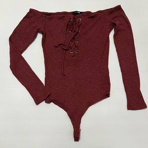 Fashion Nova Knit Off The Shoulder Body Suit